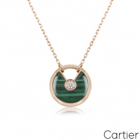 Cartier Rose Gold Malachite Amulette De Cartier Small Necklace B7224542